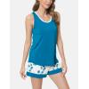 GYS Bamboo Viscose Pajamas for Women, Ultra Soft Summer Tank Top and Shorts Sleepwear Set with Lace Trim(D- Teal Blue)
