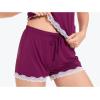 GYS Bamboo Viscose Pajamas for Women, Ultra Soft Summer Tank Top and Shorts Sleepwear Set with Lace Trim(Dark Purple)