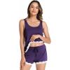 GYS Bamboo Viscose Pajamas for Women, Ultra Soft Summer Tank Top and Shorts Sleepwear Set with Lace Trim(Deep Purple)
