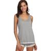 GYS Bamboo Viscose Pajamas for Women, Ultra Soft Summer Tank Top and Shorts Sleepwear Set with Lace Trim(Heather Grey)