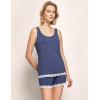 GYS Bamboo Viscose Pajamas for Women, Ultra Soft Summer Tank Top and Shorts Sleepwear Set with Lace Trim(Indigo)