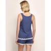 GYS Bamboo Viscose Pajamas for Women, Ultra Soft Summer Tank Top and Shorts Sleepwear Set with Lace Trim(Indigo)
