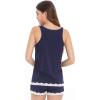 GYS Bamboo Viscose Pajamas for Women, Ultra Soft Summer Tank Top and Shorts Sleepwear Set with Lace Trim(Navy)