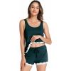 GYS Bamboo Viscose Pajamas for Women, Ultra Soft Summer Tank Top and Shorts Sleepwear Set with Lace Trim(Peacock Green)