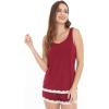 GYS Bamboo Viscose Pajamas for Women, Ultra Soft Summer Tank Top and Shorts Sleepwear Set with Lace Trim(Wine Red)