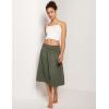 GYS Bamboo Viscose Skirts for Women Knee Length Flowy Ruched High Waist Knit A-Line Casual Summer Skirt with Pockets(Army Green)