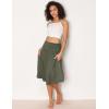 GYS Bamboo Viscose Skirts for Women Knee Length Flowy Ruched High Waist Knit A-Line Casual Summer Skirt with Pockets(Army Green)