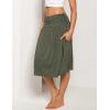 GYS Bamboo Viscose Skirts for Women Knee Length Flowy Ruched High Waist Knit A-Line Casual Summer Skirt with Pockets(Army Green)