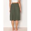 GYS Bamboo Viscose Skirts for Women Knee Length Flowy Ruched High Waist Knit A-Line Casual Summer Skirt with Pockets(Army Green)