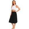 GYS Bamboo Viscose Skirts for Women Knee Length Flowy Ruched High Waist Knit A-Line Casual Summer Skirt with Pockets(Black)