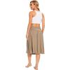 GYS Bamboo Viscose Skirts for Women Knee Length Flowy Ruched High Waist Knit A-Line Casual Summer Skirt with Pockets(Camel)