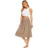 GYS Bamboo Viscose Skirts for Women Knee Length Flowy Ruched High Waist Knit A-Line Casual Summer Skirt with Pockets(Camel)