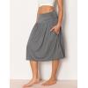 GYS Bamboo Viscose Skirts for Women Knee Length Flowy Ruched High Waist Knit A-Line Casual Summer Skirt with Pockets(Dark Heather Grey)