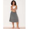 GYS Bamboo Viscose Skirts for Women Knee Length Flowy Ruched High Waist Knit A-Line Casual Summer Skirt with Pockets(Dark Heather Grey)