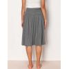 GYS Bamboo Viscose Skirts for Women Knee Length Flowy Ruched High Waist Knit A-Line Casual Summer Skirt with Pockets(Dark Heather Grey)