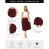 GYS Bamboo Viscose Skirts for Women Knee Length Flowy Ruched High Waist Knit A-Line Casual Summer Skirt with Pockets(Ficus Red)