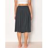 GYS Bamboo Viscose Skirts for Women Knee Length Flowy Ruched High Waist Knit A-Line Casual Summer Skirt with Pockets(Midnight Blue)