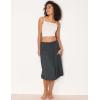 GYS Bamboo Viscose Skirts for Women Knee Length Flowy Ruched High Waist Knit A-Line Casual Summer Skirt with Pockets(Midnight Blue)