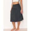 GYS Bamboo Viscose Skirts for Women Knee Length Flowy Ruched High Waist Knit A-Line Casual Summer Skirt with Pockets(Midnight Blue)