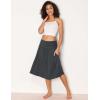 GYS Bamboo Viscose Skirts for Women Knee Length Flowy Ruched High Waist Knit A-Line Casual Summer Skirt with Pockets(Midnight Blue)