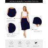 GYS Bamboo Viscose Skirts for Women Knee Length Flowy Ruched High Waist Knit A-Line Casual Summer Skirt with Pockets(Navy)