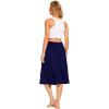 GYS Bamboo Viscose Skirts for Women Knee Length Flowy Ruched High Waist Knit A-Line Casual Summer Skirt with Pockets(Navy)