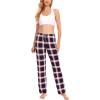 GYS Bamboo Viscose Women’s Pajama Pants, Lightweight Comfy Casual Lounge Yoga Pants, Pj Bottoms Sleep Pants with Drawstring(Navy Red Plaid)