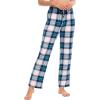 GYS Bamboo Viscose Women’s Pajama Pants, Lightweight Comfy Casual Lounge Yoga Pants, Pj Bottoms Sleep Pants with Drawstring(White Green Plaid)