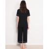 GYS Premium Womens Pajama Set Bamboo Viscose 2 Piece Short Sleeve Sleepwear(Black)