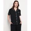 GYS Premium Womens Pajama Set Bamboo Viscose 2 Piece Short Sleeve Sleepwear(Black)