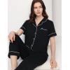 GYS Premium Womens Pajama Set Bamboo Viscose 2 Piece Short Sleeve Sleepwear(Black)