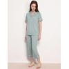 GYS Premium Womens Pajama Set Bamboo Viscose 2 Piece Short Sleeve Sleepwear(Light Greyish Green)