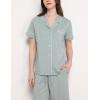 GYS Premium Womens Pajama Set Bamboo Viscose 2 Piece Short Sleeve Sleepwear(Light Greyish Green)