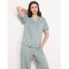 GYS Premium Womens Pajama Set Bamboo Viscose 2 Piece Short Sleeve Sleepwear(Light Greyish Green)
