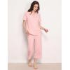 GYS Premium Womens Pajama Set Bamboo Viscose 2 Piece Short Sleeve Sleepwear(Pink)