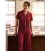 GYS Premium Womens Pajama Set Bamboo Viscose 2 Piece Short Sleeve Sleepwear(Wine Red)