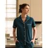 GYS Premium Women’s Short Sleeve Pajama Set Notch Collar Button Down 2 Piece Sleep Sets, Viscose from Bamboo(Ink Blue)