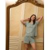 GYS Premium Women’s Short Sleeve Pajama Set Notch Collar Button Down 2 Piece Sleep Sets, Viscose from Bamboo(Light Greyish Green)