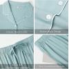 GYS Premium Women’s Short Sleeve Pajama Set Notch Collar Button Down 2 Piece Sleep Sets, Viscose from Bamboo(Light Greyish Green)