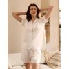 GYS Premium Women’s Short Sleeve Pajama Set Notch Collar Button Down 2 Piece Sleep Sets, Viscose from Bamboo(White)