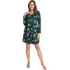 GYS Womens Bamboo Viscose Long Sleeve Nightgown Super Soft Lightweight Night Shirts for Sleeping(Crewneck/Christmas Green)