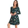 GYS Womens Bamboo Viscose Long Sleeve Nightgown Super Soft Lightweight Night Shirts for Sleeping(Crewneck/Christmas Green)