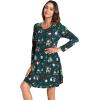 GYS Womens Bamboo Viscose Long Sleeve Nightgown Super Soft Lightweight Night Shirts for Sleeping(Crewneck/Christmas Green)