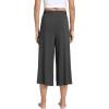 LazyCozy Women’s Bamboo-Derived Viscose Capri Pajama Pants, Casual Wide Leg Lounge Pants Pajama Bottoms(Black Melange)