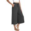 LazyCozy Women’s Bamboo-Derived Viscose Capri Pajama Pants, Casual Wide Leg Lounge Pants Pajama Bottoms(Black Melange)