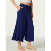 LazyCozy Women’s Bamboo-Derived Viscose Capri Pajama Pants, Casual Wide Leg Lounge Pants Pajama Bottoms(Deep Blue)