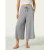 LazyCozy Women’s Bamboo-Derived Viscose Capri Pajama Pants, Casual Wide Leg Lounge Pants Pajama Bottoms(Heather Grey)