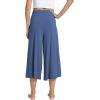 LazyCozy Women’s Bamboo-Derived Viscose Capri Pajama Pants, Casual Wide Leg Lounge Pants Pajama Bottoms(Prussian Blue)