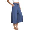 LazyCozy Women’s Bamboo-Derived Viscose Capri Pajama Pants, Casual Wide Leg Lounge Pants Pajama Bottoms(Prussian Blue)
