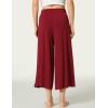 LazyCozy Women’s Bamboo-Derived Viscose Capri Pajama Pants, Casual Wide Leg Lounge Pants Pajama Bottoms(Wine)